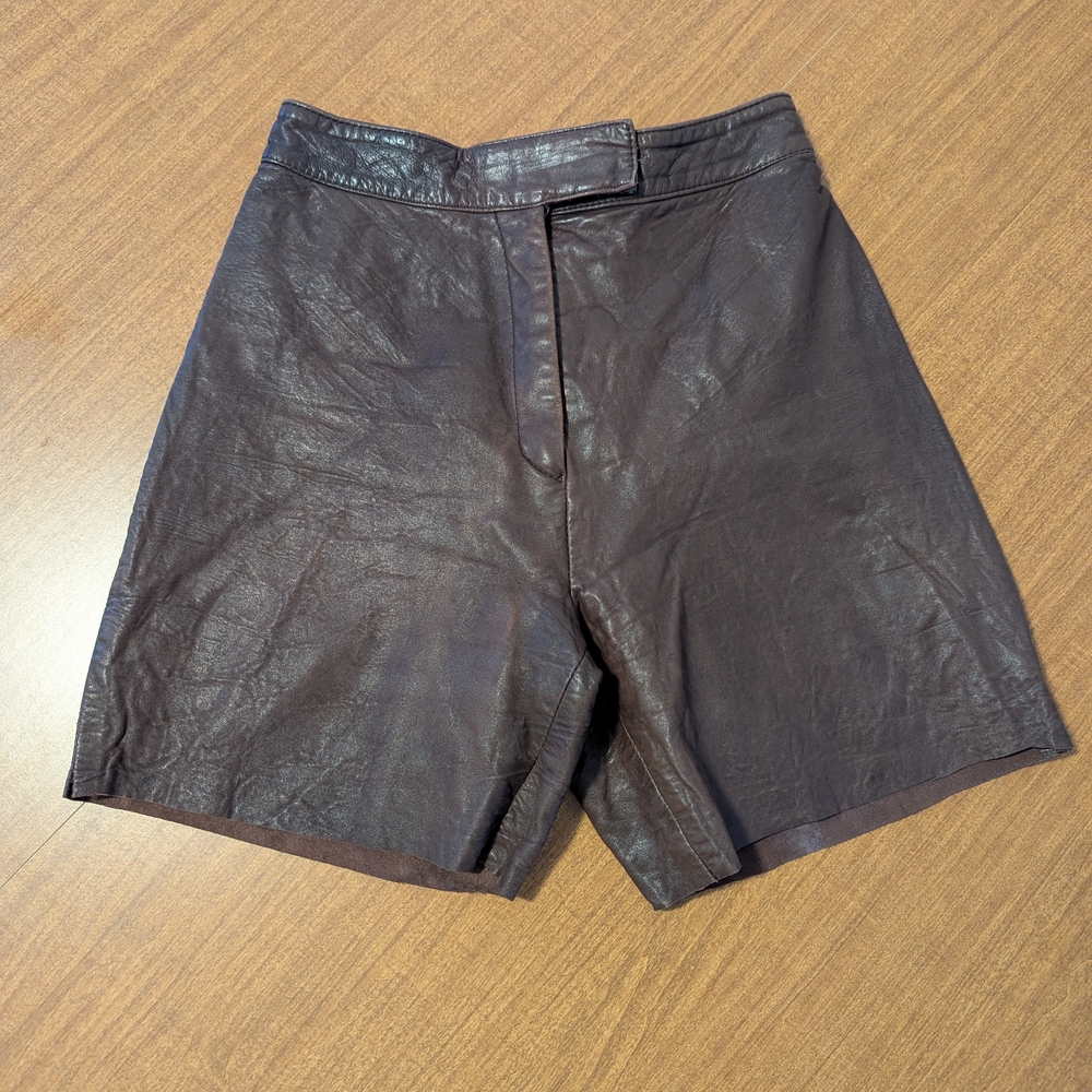 Brown Leather Shorts